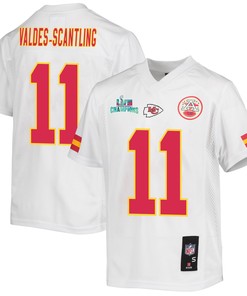 Marquez Valdes-Scantling 11 Kansas City Chiefs Super Bowl LVII Champions Youth Game Jersey - White