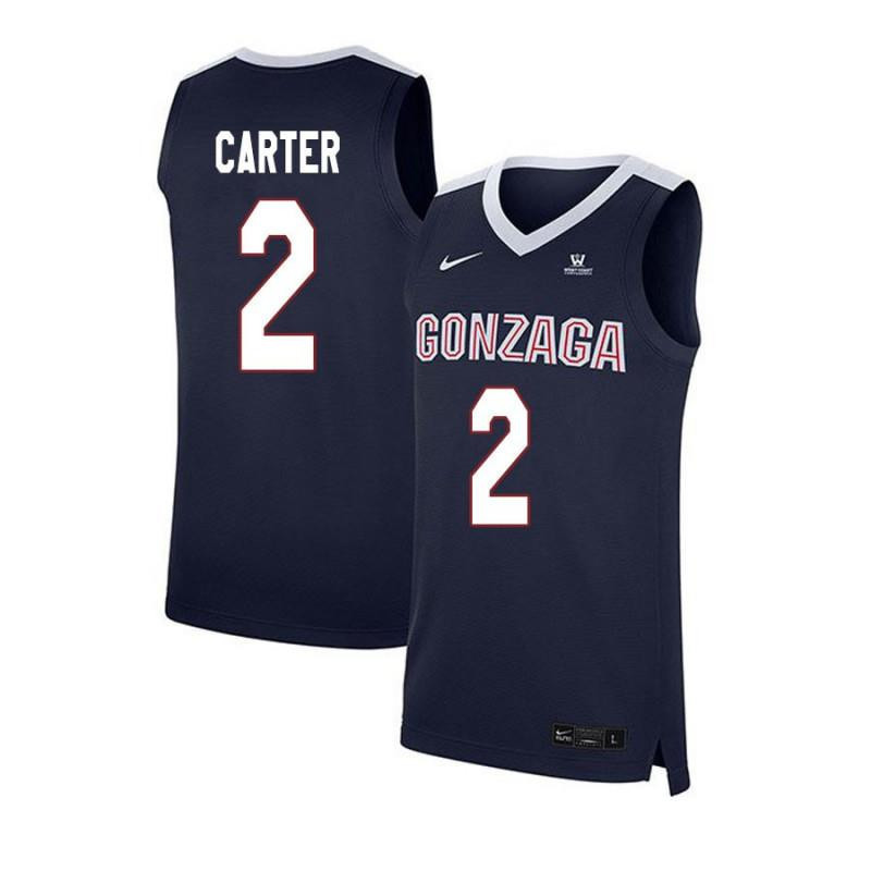 Marquise Carter 2 Gonzaga Bulldogs Elite Basketball Men Jersey - Navy