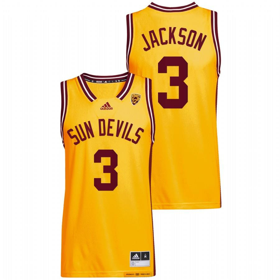 Marreon Jackson 3 Arizona State Sun Devils 2022 Reverse Retro College Basketball Men Jersey - Gold