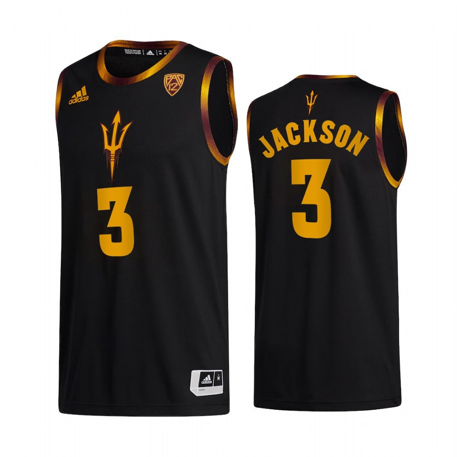 Marreon Jackson 3 Arizona State Sun Devils Black Jersey College Basketball