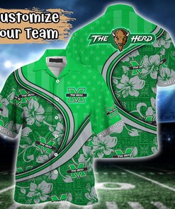 Marshall Thundering Herd NCAA US Flag Flower Hawaii Shirt For Fans