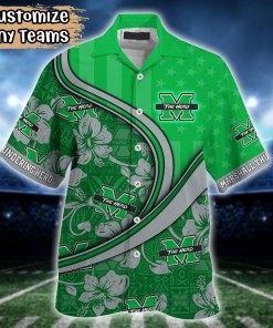 Marshall Thundering Herd NCAA US Flag Flower Hawaii Shirt For Fans