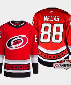 Martin Necas 88 Carolina Hurricanes Red Jersey 2022-23 Third 25th Anniversary