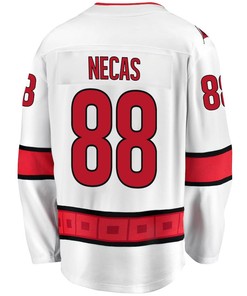 Martin Necas 88 Carolina Hurricanes Stanley Cup 2023 Playoffs Patch Away Breakaway Men Jersey - White