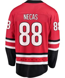 Martin Necas 88 Carolina Hurricanes Stanley Cup 2023 Playoffs Patch Home Breakaway Men Jersey - Red