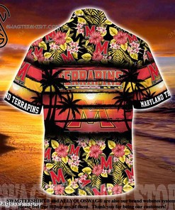 Maryland Terrapins Hibiscus Pattern for Sports Fan Summer Beach Hawaiian Shirt