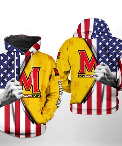 Maryland Terrapins NCAA US Flag 3D Printed Hoodie/Zipper Hoodie