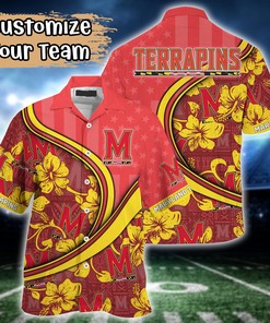 Maryland Terrapins NCAA US Flag Flower Hawaii Shirt For Fans