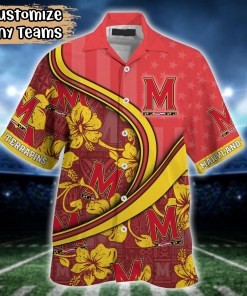 Maryland Terrapins NCAA US Flag Flower Hawaii Shirt For Fans