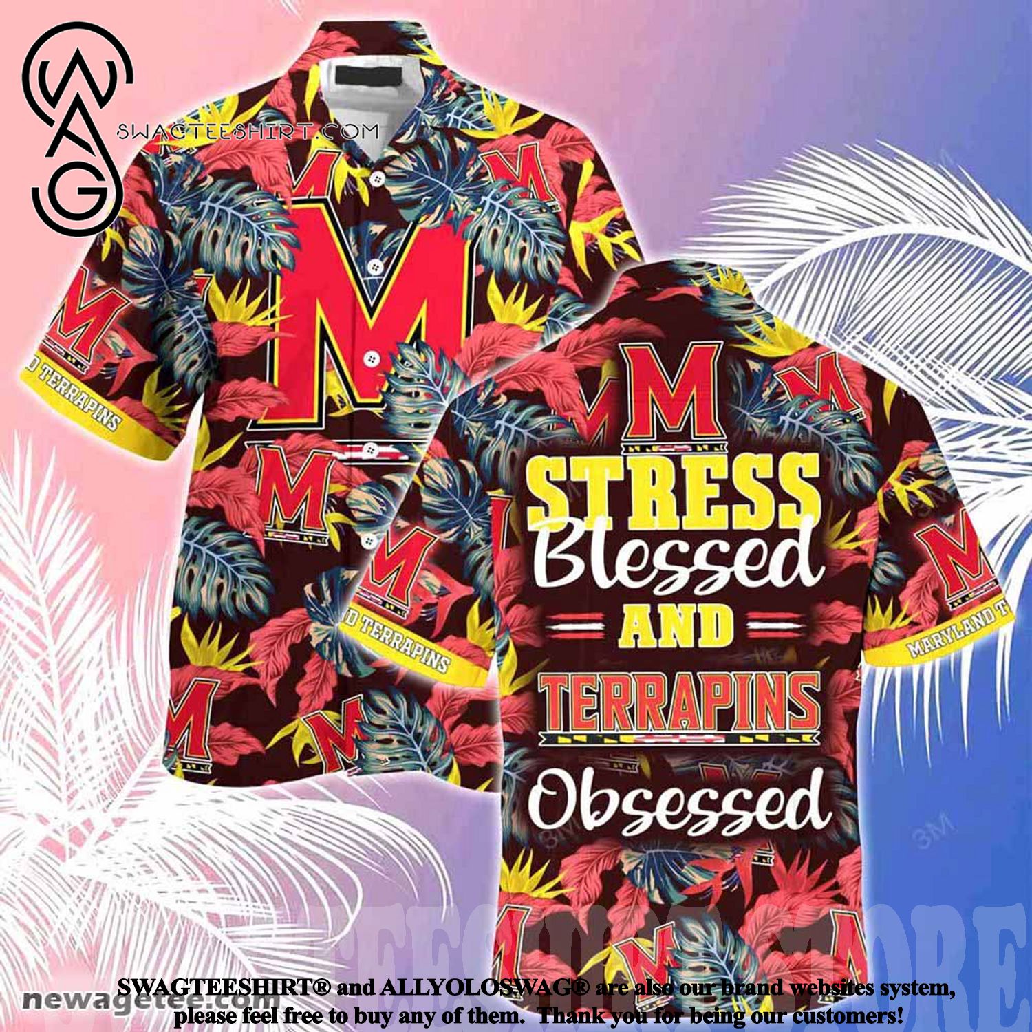 Maryland Terrapins Stress Blessed Obsessed Summer Beach Hawaiian Shirt Ver 2
