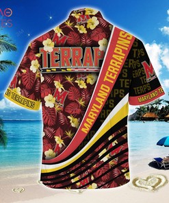 Maryland Terrapins Summer Hawaiian Shirt, With Tropical Flower Pattern for Fans
