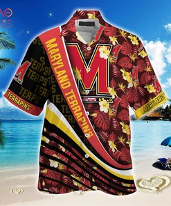 Maryland Terrapins Summer Hawaiian Shirt, With Tropical Flower Pattern for Fans