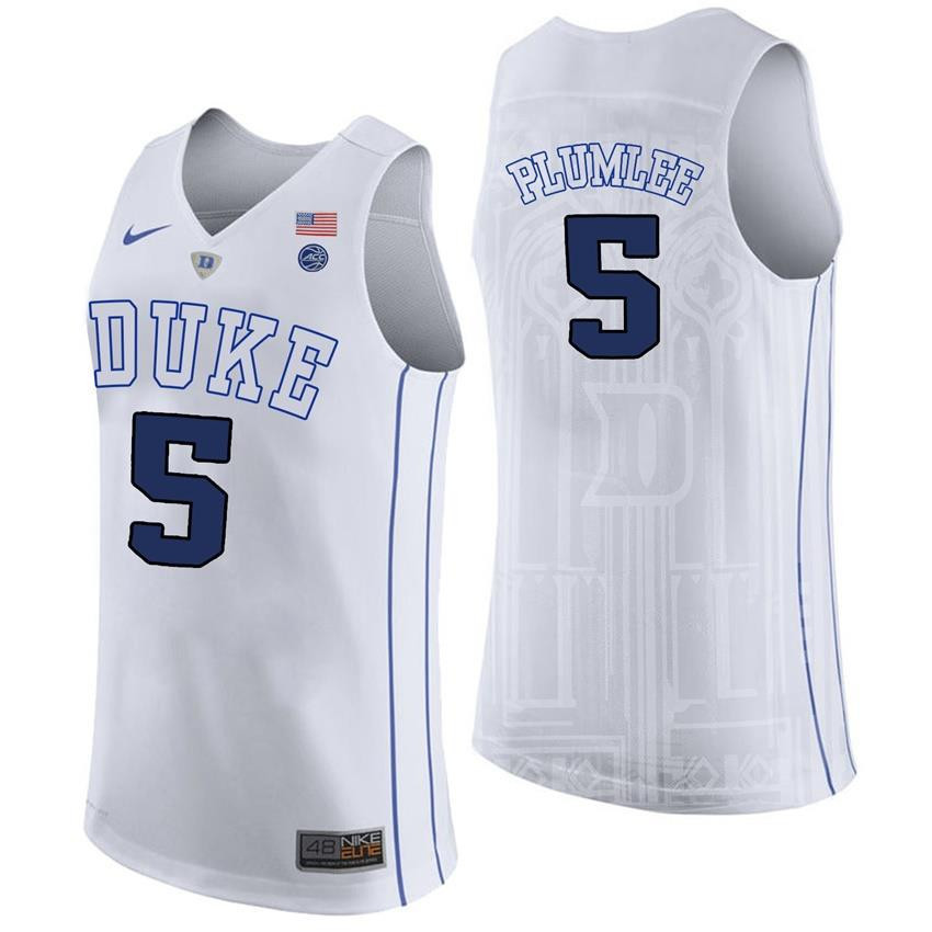 Mason Plumlee 5 Duke Blue Devils College Basketball Player Performance Men Jersey - White