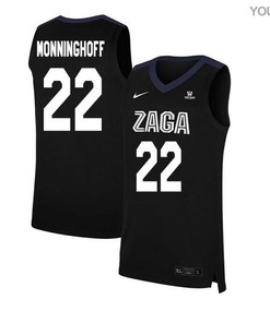 Mathis Monninghoff 22 Gonzaga Bulldogs Elite Basketball Youth Jersey - Black