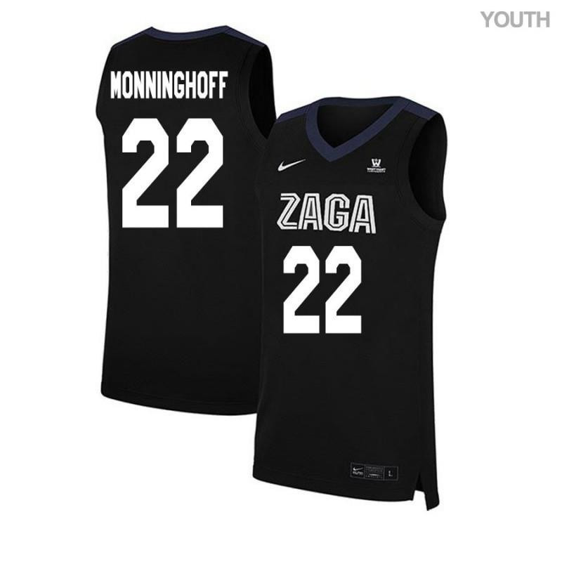 Mathis Monninghoff 22 Gonzaga Bulldogs Elite Basketball Youth Jersey - Black