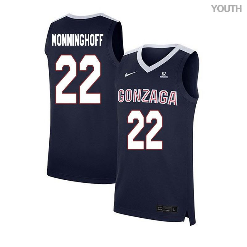 Mathis Monninghoff 22 Gonzaga Bulldogs Elite Basketball Youth Jersey - Navy