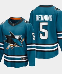 Matt Benning 5 San Jose Sharks 2022-23 Home The Evolve Teal Jersey