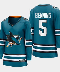 Matt Benning 5 San Jose Sharks 2022-23 Home Women Premier Breakaway Jersey Teal