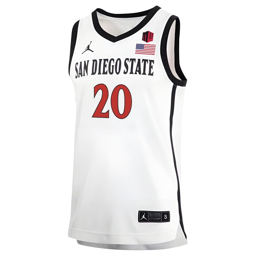 Matt Bradley 20 San Diego State Aztecs 2023 Basketball Jersey MW Logo- Men White