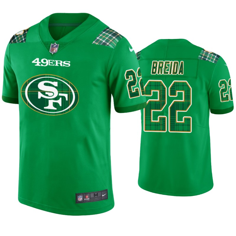 Matt Breida San Francisco 49ers #22 Jersey St. Patricks Day Kelly Green Lucky - Men