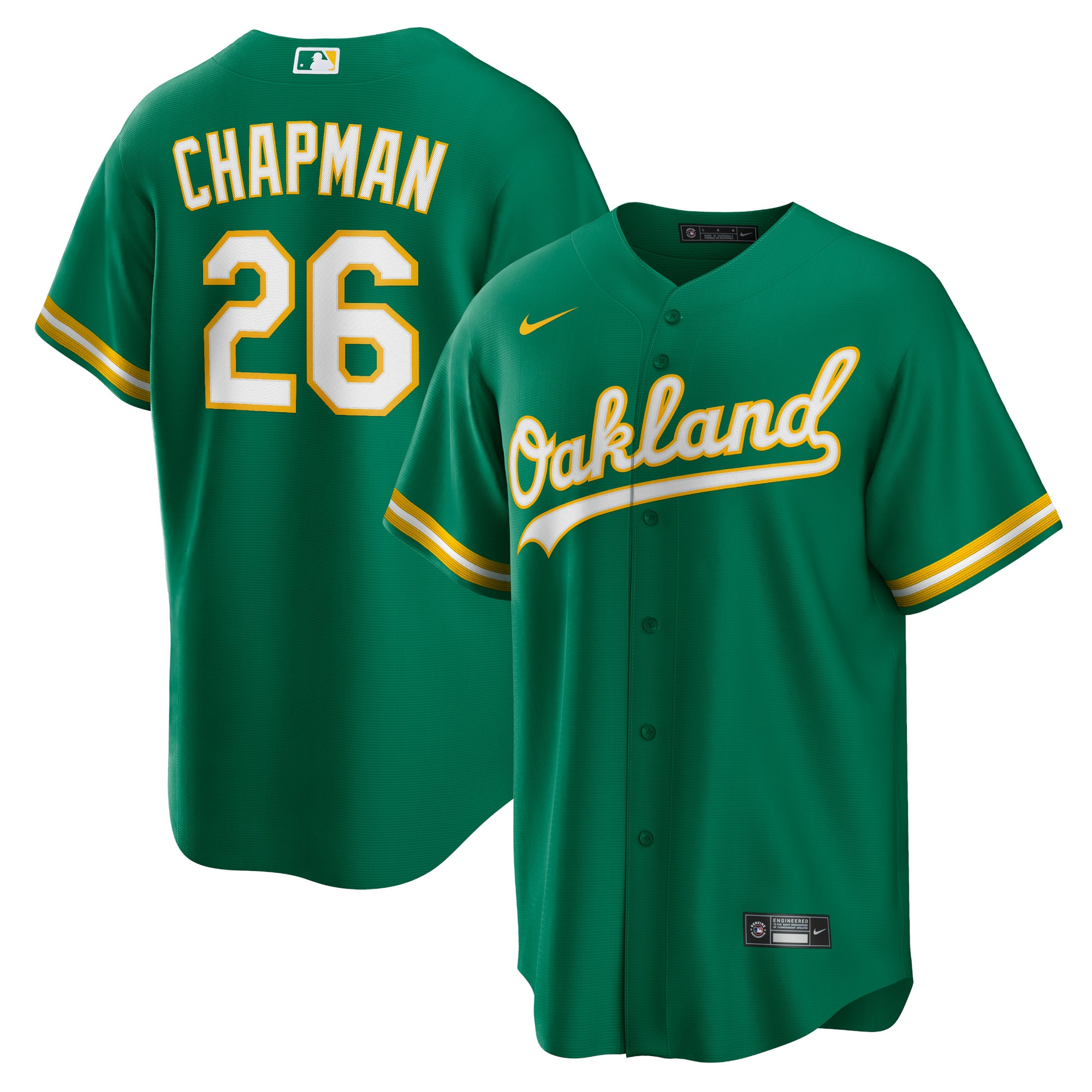 Matt Chapman Oakland Athletics Alternate Replica Player Name Jersey Kelly Green Mlb