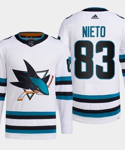 Matt Nieto 83 San Jose Sharks White Jersey 2022-23 Away Primegreen