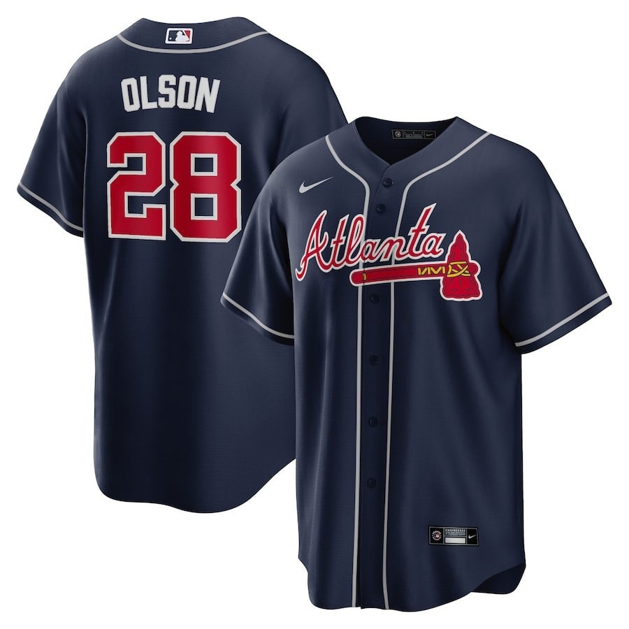 Matt Olson 28 Jersey, Atlanta Braves Alternate Player Men Jersey - Navy