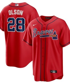 Matt Olson 28 Jersey, Atlanta Braves Alternate Player Men Jersey - Red