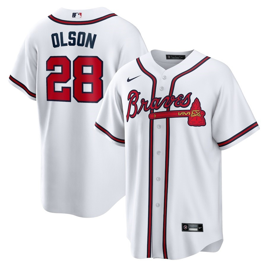Matt Olson 28 Jersey, Atlanta Braves Home Player Men Jersey - White
