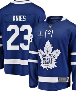 Matthew Knies 23 Toronto Maple Leafs Stanley Cup 2023 Playoffs Patch Home Breakaway Men Jersey - Blue