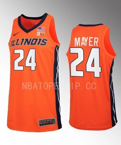 Matthew Mayer 24 Illinois Fighting Illini Uniform Jersey 2022-23 Basketball Orange