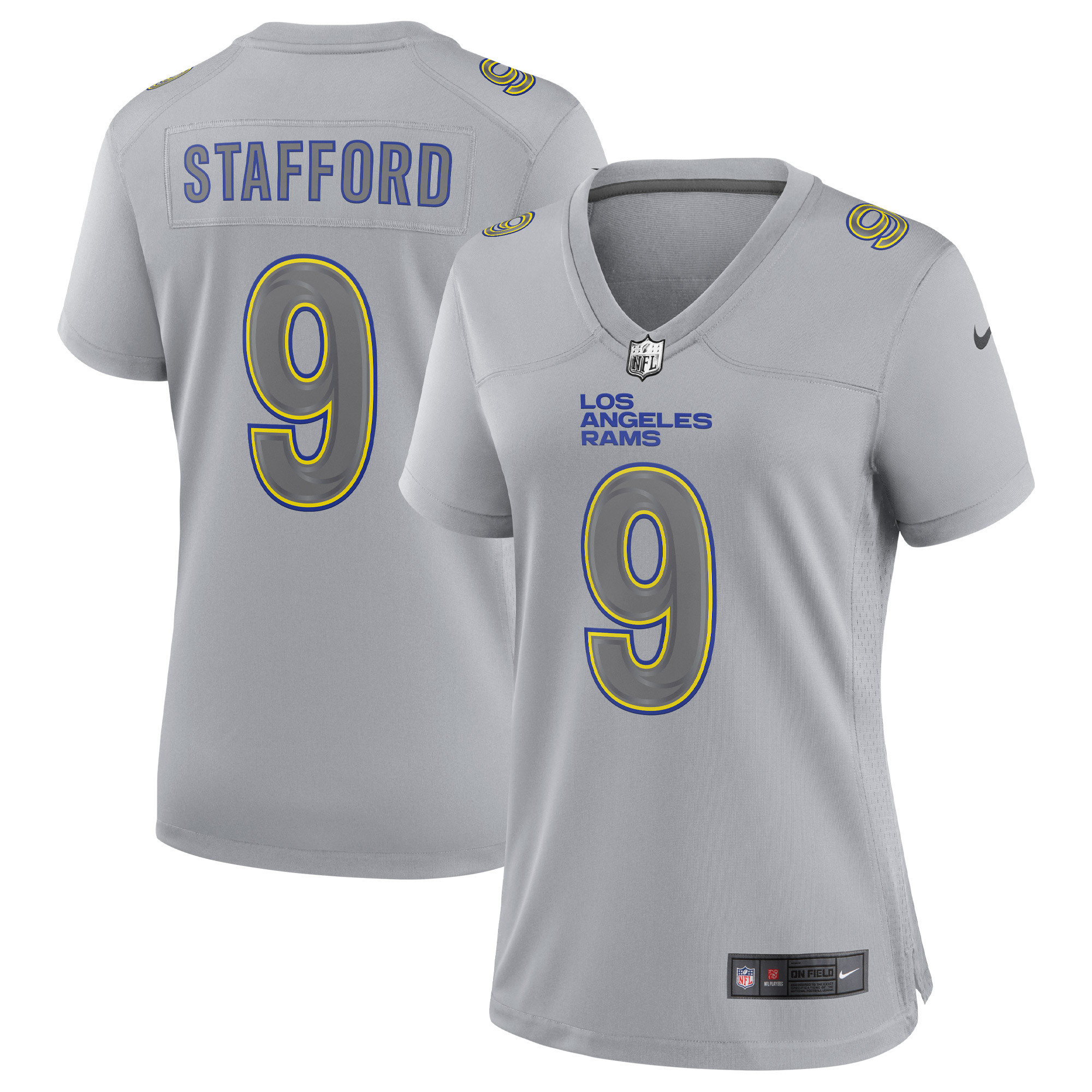 Matthew Stafford Los Angeles Rams Womens Atmosphere Fashion Game Jersey - Gray Nfl