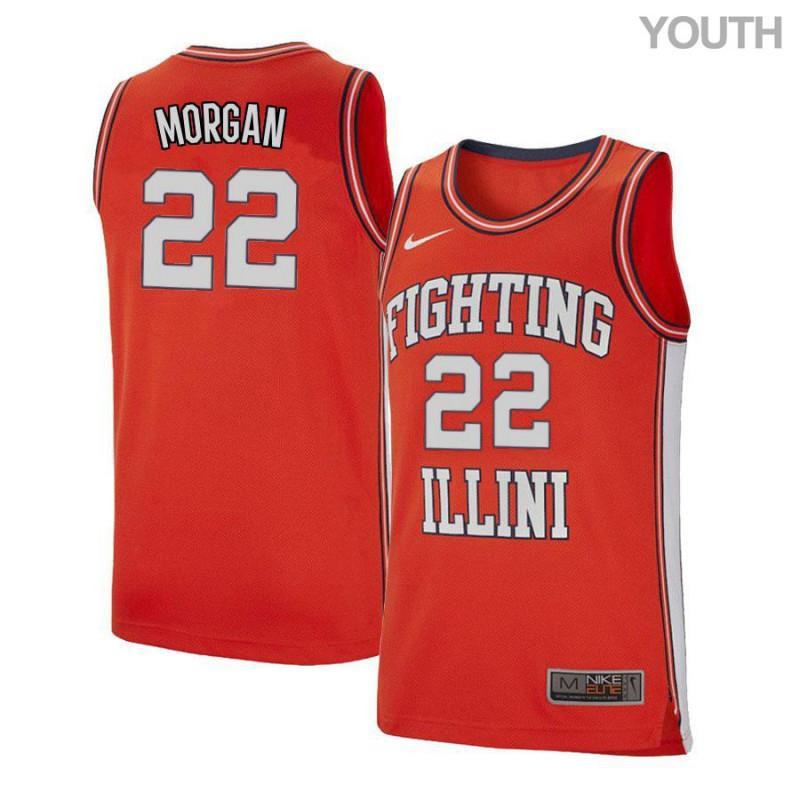 Maverick Morgan 22 Illinois Fighting Illini Retro Elite Basketball Youth Jersey - Orange