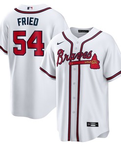 Max Fried 54 Jersey, Atlanta Braves Home Player Men Jersey - White