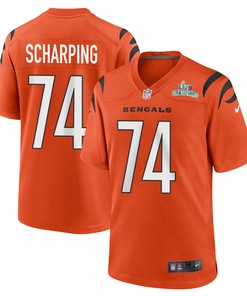 Max Scharping 74 Cincinnati Bengals Super Bowl LVII Champions Men Alternate Game Jersey - Orange