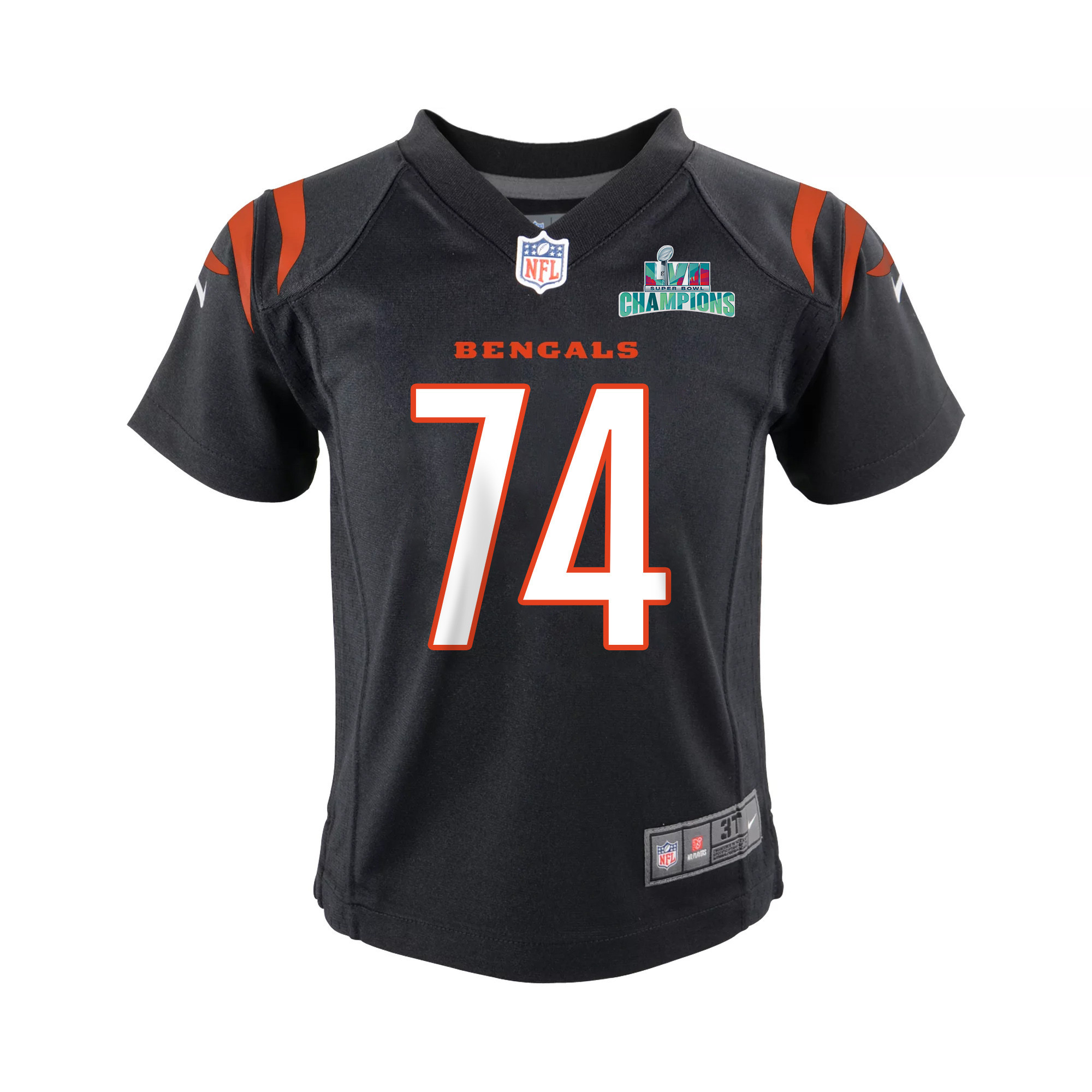 Max Scharping 74 Cincinnati Bengals Super Bowl LVII Champions Youth Game Jersey - Black
