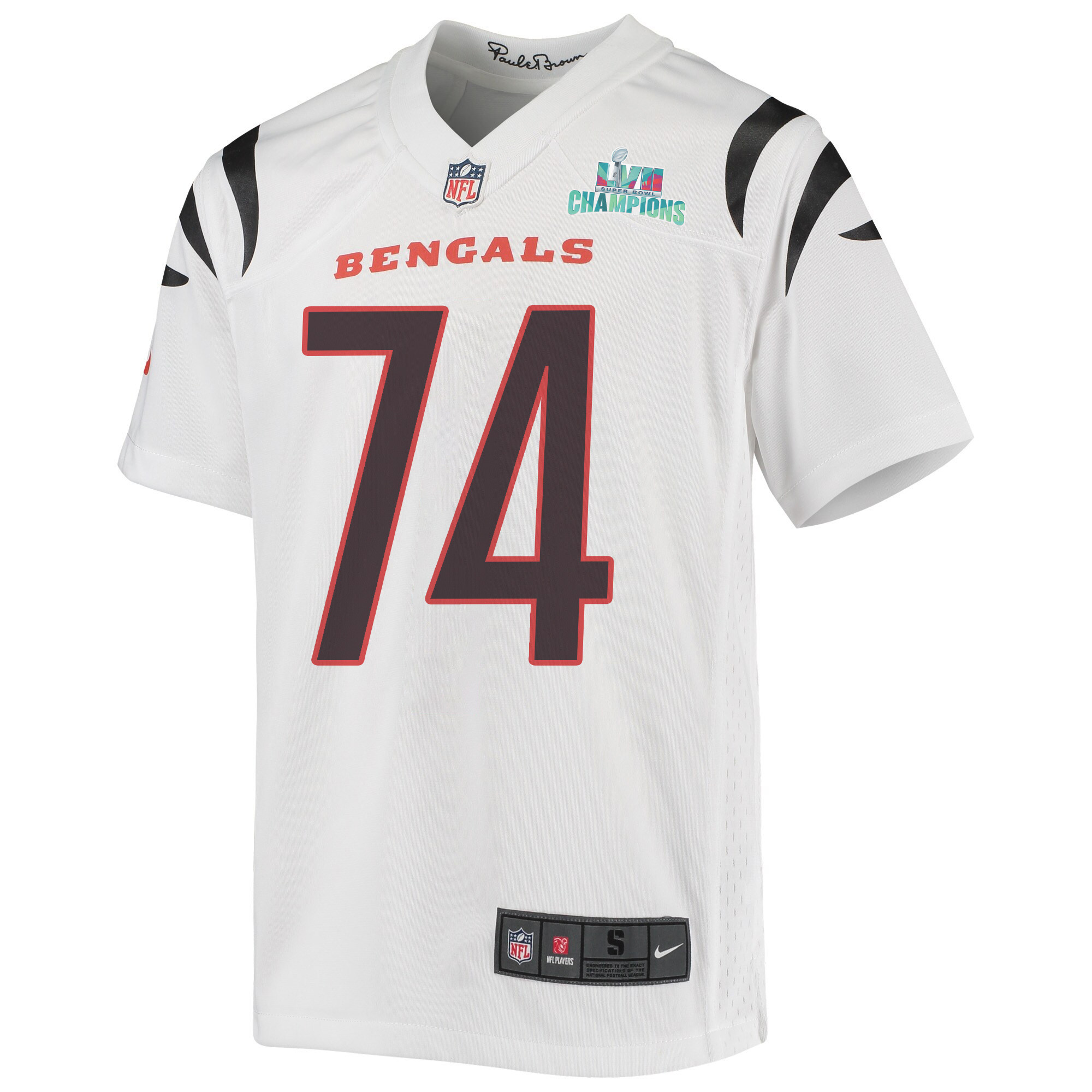 Max Scharping 74 Cincinnati Bengals Super Bowl LVII Champions Youth Game Jersey - White