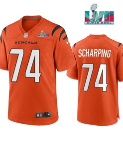 Max Scharping 74 Cincinnati Bengals Super Bowl LVII Men Game Jersey- Orange