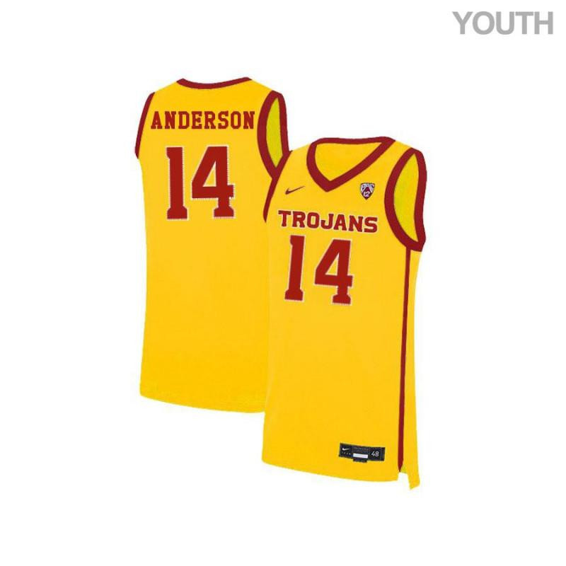 McKay Anderson 14 USC Trojans Elite Basketball Youth Jersey - Yellow