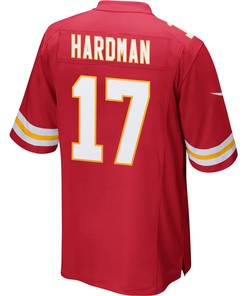 Mecole Hardman 17 Kansas City Chiefs Super Bowl LVII Champions 3 Stars Men Game Jersey - Red