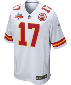 Mecole Hardman 17 Kansas City Chiefs Super Bowl LVII Champions 3 Stars Men Game Jersey - White