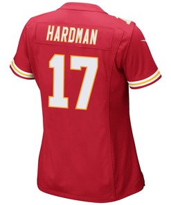 Mecole Hardman 17 Kansas City Chiefs Super Bowl LVII Champions 3 Stars Women Game Jersey - Red
