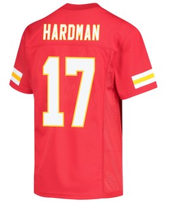 Mecole Hardman 17 Kansas City Chiefs Super Bowl LVII Champions 3 Stars Youth Game Jersey - Red