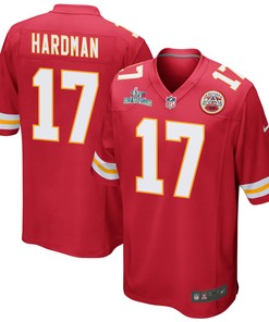 Mecole Hardman 17 Kansas City Chiefs Super Bowl LVII Champions Men Game Jersey - Red