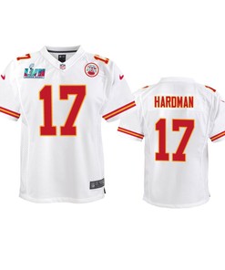 Mecole Hardman 17 Kansas City Chiefs Super Bowl LVII Game Jersey - Youth White