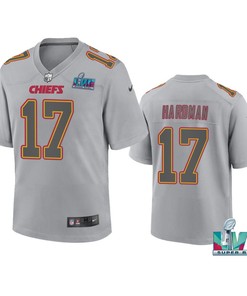 Mecole Hardman 17 Kansas City Chiefs Super Bowl LVII Youth Atmosphere Game Jersey - Gray
