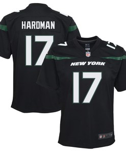 Mecole Hardman 17 New York Jets Alternate Game Youth Jersey - Stealth Black
