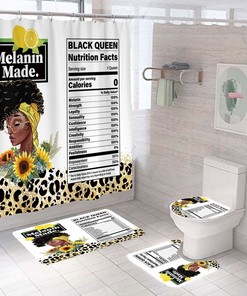 Melanin Made African American Shower Curtain - 4 Piece Set for Bathroom Decor