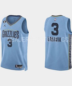 Memphis Grizzlies 3 Jake LaRavia 2022-23 Statement Edition Light Blue Men Jersey
