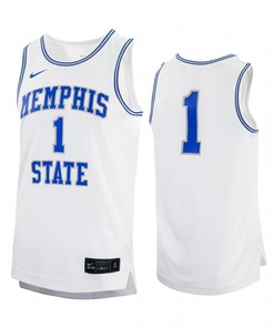 Memphis Tigers 1 Retro College Basketball Uniform Jersey White